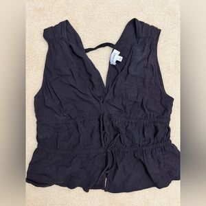 Evereve Black V-Neck Peplum Tie-Front Camisole